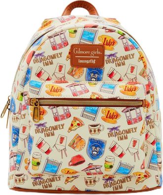 Hot Topic Loungefly Gilmore Girls Icons Mini Backpack - Coffee, Lukes Diner Print