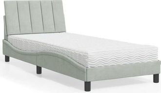vidaXL Cama Con Colch&oacute;n Terciopelo Gris Claro 90x190 Cm Vidaxl
