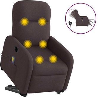 vidaXL Vidaxl - Sill&oacute;n Masaje El&eacute;ctrico Reclinable Elevable Tela Marr&oacute;n Oscuro