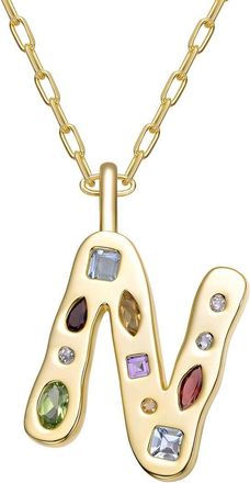 Genevive 14K Plated Cz Alphabetical Necklace