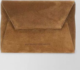 Brunello Cucinelli suede clutch bag jewel detail chain