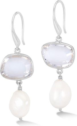 Dower & Hall Rock Crystal Pebble & Pearl Drop Earrings