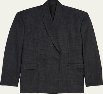 Balenciaga Mens Mini-Check Relaxed Sport Coat