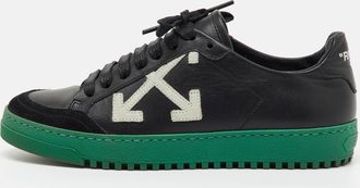 Off-white Black Leather And Suede Carryover Low Top Sneakers