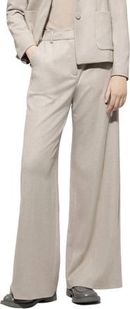 Luisa Cerano Flannel Wide-Leg Pants In Oyster
