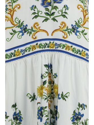 Farm Rio Womens Midi Dress Emily Linen White