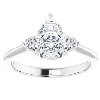 Pompeii3 1 1/4Ct Pear Shape Lab Grown Diamond Engagement Ring White Yellow or Rose Gold