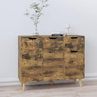 vidaXL Aparador De Madera De Ingenier&iacute;a Roble Ahumado 90x30x72 Cm Vidaxl