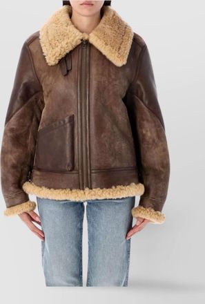 Ralph Lauren shearling aviator jacket featuring leather trim