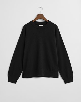GANT Women Superfine Lambswool Crew Neck Sweater (XXXL) BLACK