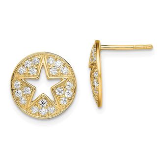 Diamond2Deal 14k Yellow Gold 0.45 ct Lab Grown Diamond Circle Star Stud Earrings VS Clarity, G-H Color