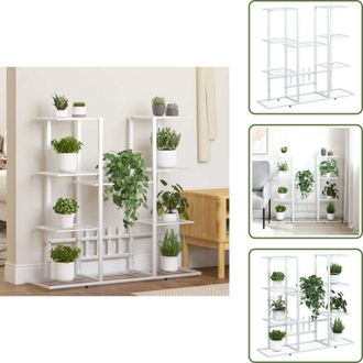 vidaXL The Living Store Portafiori 94,5x25x89 cm Ferro Bianco - Scaffale per piante