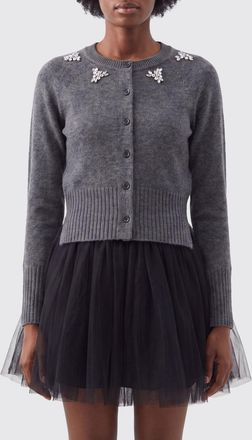 Simone Rocha Cardigan girocollo in puro cashmere con strass ricamati