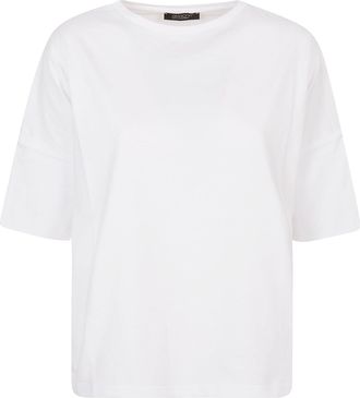 Aragona Boxy White Maxi T-Shirt with Short Sleeves