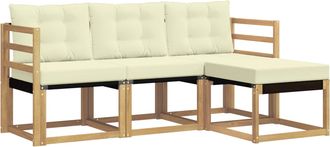vidaXL Conjunto De Sof&aacute;s De Exterior 4 Uds. Blanco Y Crema Vidaxl