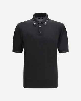 Dolce & Gabbana Silk Polo with collar and short sleeves Male 46