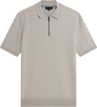 Ted Baker Daldin Rayon Zip Mid Grey Polo Shirt