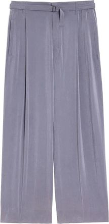 Christophe Lemaire Wide Trousers, female, Gray, S, Grey Elasticated Waistband Belted Trousers