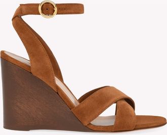 Gianvito Rossi Ines Wedge Sandal in Brown Suede at Nordstrom, Size 38.5