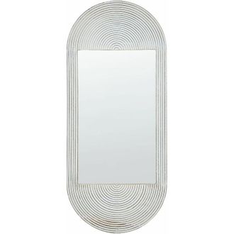 Beliani Beliani - Specchio a parete con cornice in legno Vintage Distressed Whitewash Finish Off-White Briant
