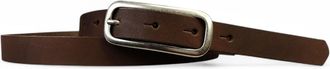Fronhofer Leather Womens Belt Slim Silver Buckle 0.8 inch, Size:waist size 37.5 inch (95 cm), Color:Dark brown