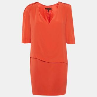 Maje Red Silk V-Neck Mini Dress