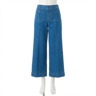 Spanx Cropped Wide Leg Jeans In Washed Blue
