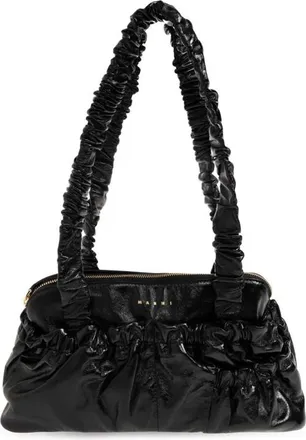 Marni Black Ruched Large Shoulder Bag