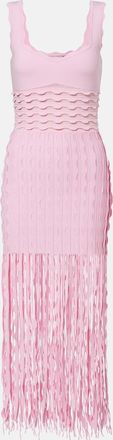 SIMKHAI Brionne fringed knitted midi dress