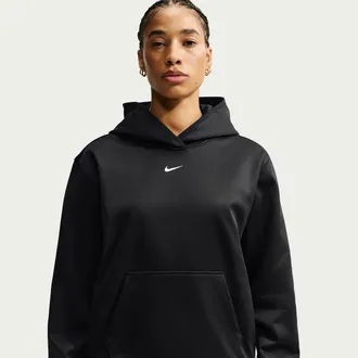 Nike Womens Studio Fleece Sport Therma-FIT Pullover Hoodie in Black | IO9053-010