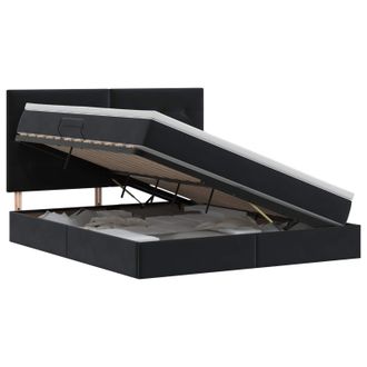 vidaXL Letto Con Contenitore E Materasso Nero 160 X 200 Cm Velluto Vidaxl