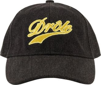 Dr&ocirc;le de Monsieur Drole Geborduurde Denim Pet - Heren - Petten - Zwart - ONE Size - Denim - Accessoires