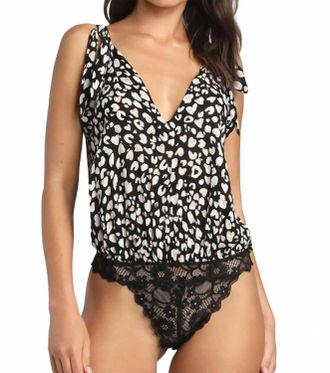 Free People Cheeta Cowl Neck Bodysuit In Black Combo