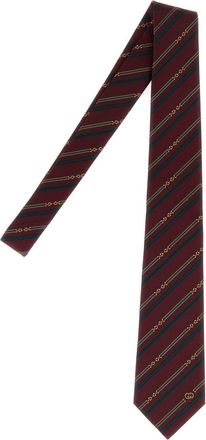 Gucci Mens Embroidered Jacquard Tie Siennablue Silk Fabric Cravatte E Papillon Ties