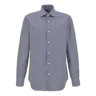 Barba Gestreept Overhemd - Heren - Casual Overhemden - Blauw - 5XL - Katoen - Overhemden