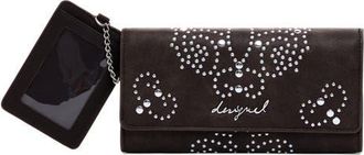 Desigual Studded Faux Leather Wallet in Dark Brown at Nordstrom