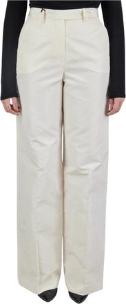 Kiton Wijde Zijden Broek - Dames - Wijde Broeken - Wit - S - Broeken