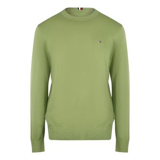 Tommy Hilfiger Sweatshirt Met Ronde Hals In Vervaagde Olijfgroene Kleur