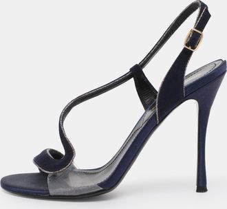 Nicholas Kirkwood Navy Blue Suede Slingback Sandals