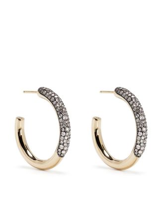 Lucy Delius Jewellery 14kt yellow gold Dark Side of the Moon diamond hoop earrings