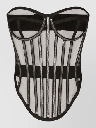 Dolce & Gabbana silk crystal-embellished strapless corset top