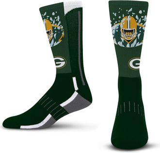 For Bare Feet NFL Men Women Team Color Logo Game Day Phenom Curve Performance Warm & Cold Weather Comfort Crew Sock, Green Bay Packers - Green, Medium