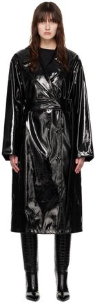 Stand Studio Black Henriette Faux-Leather Trench Coat