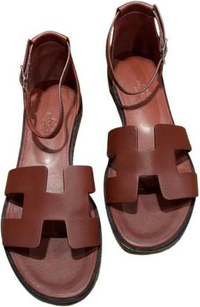 Herm&egrave;s Rouge Leather Sandals Size 36