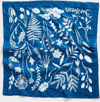 Simons Womens Tartan botanical sketch 100% cotton scarf