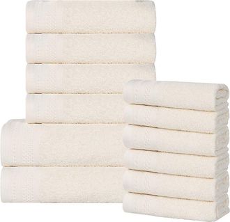 Superior Honeycomb Textured Waffle Border Cotton Medium Weight 12Pc Towel Set