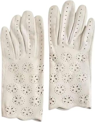 Herm&egrave;s Pre-owned Leren Handschoenen - Dames - Vintage Accessoires - Wit - ONE Size - Leer - Vintage