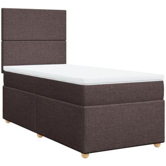 vidaXL Cama Box Spring Con Colch&oacute;n Tela Marr&oacute;n Oscuro 100x200 Cm Vidaxl