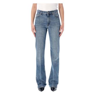 Stella McCartney Stella McCartney, Straight Jeans, female, Blue, Size: W27 Faded Straight-Leg Mid-Rise Denim Jeans