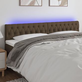 vidaXL Cabecero Con Led De Tela Marr&oacute;n Oscuro 200x7x78/88 Cm Vidaxl